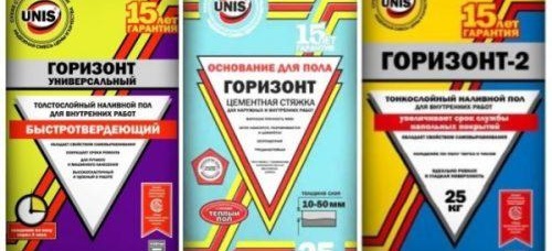 Разновидности на смеси за подови замазки Horizon