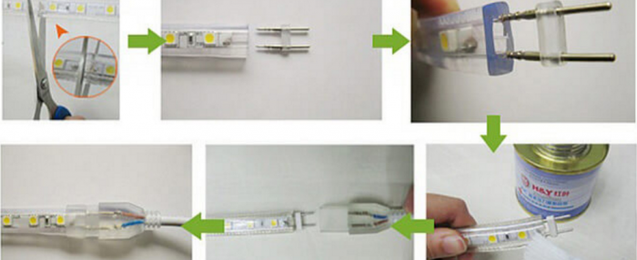 Схема на свързване на 220 LED ленти