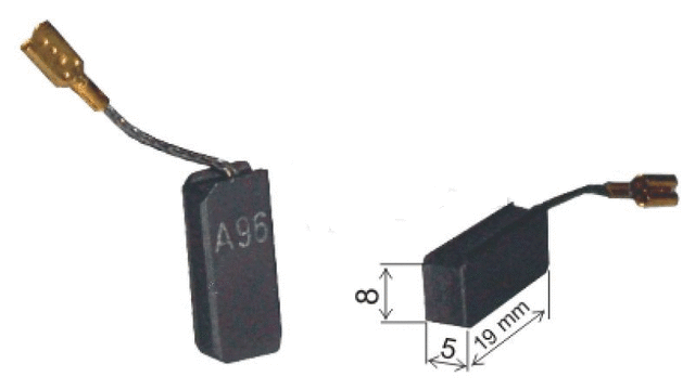 Общ изглед и размери на въглеродните четки на перфоратора Bosch