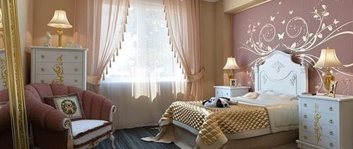 Завеси в спалнята в класически стил