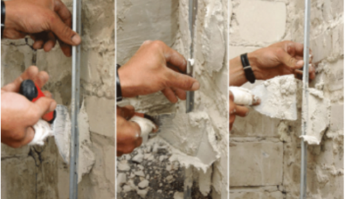 Замажете стената по водещите маркери