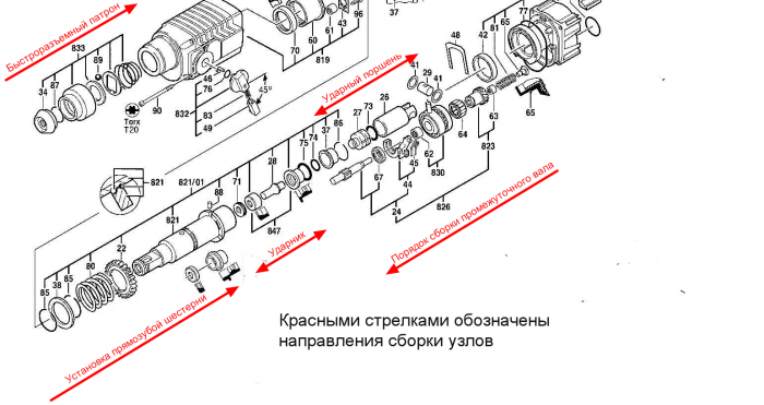Монтажна схема на възлите на механичния блок