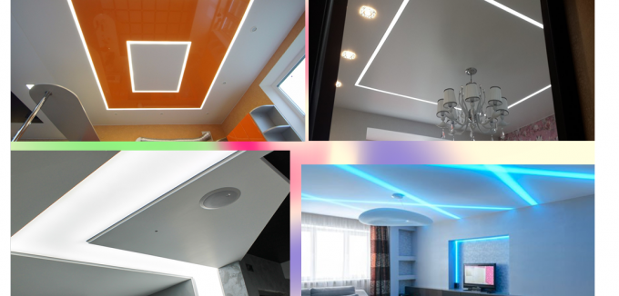 Примери за плаващи линии върху таван от гипсокартон