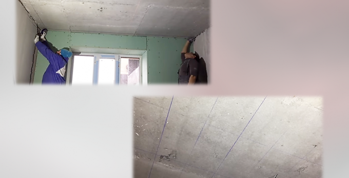 Маркиране на метални профили за рамка на таван от гипсокартон