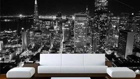 Фототапети с фон на нощен град в черно и бяло