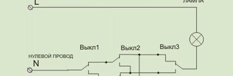 Свързване на два проходни и един кръстосан фотоелектрически ключ